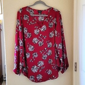 Torrid Pink Floral Keyhole Blouse
